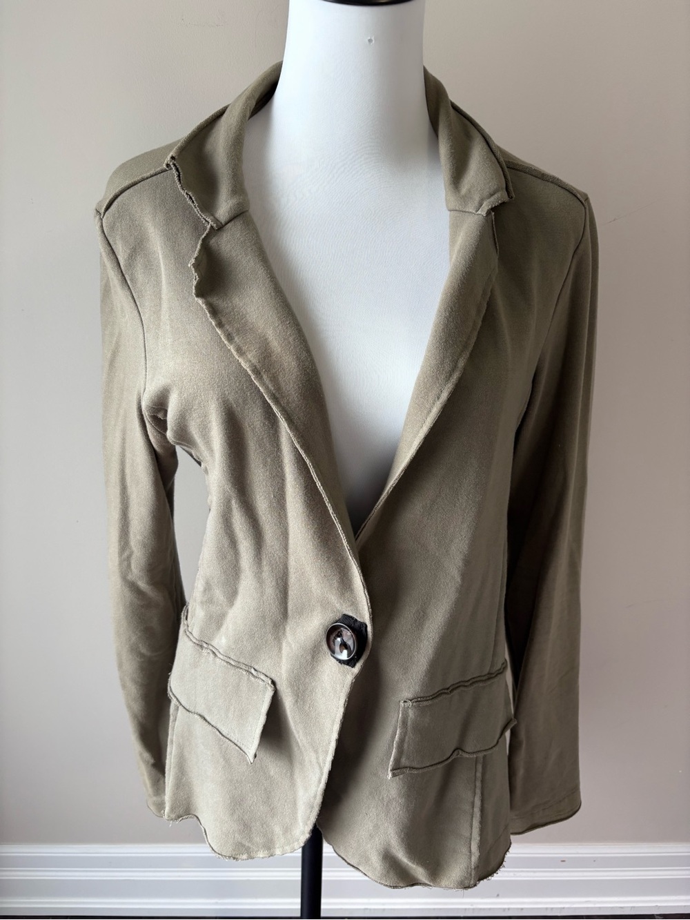 Olive Single-Button Stretch Blazer Jacket